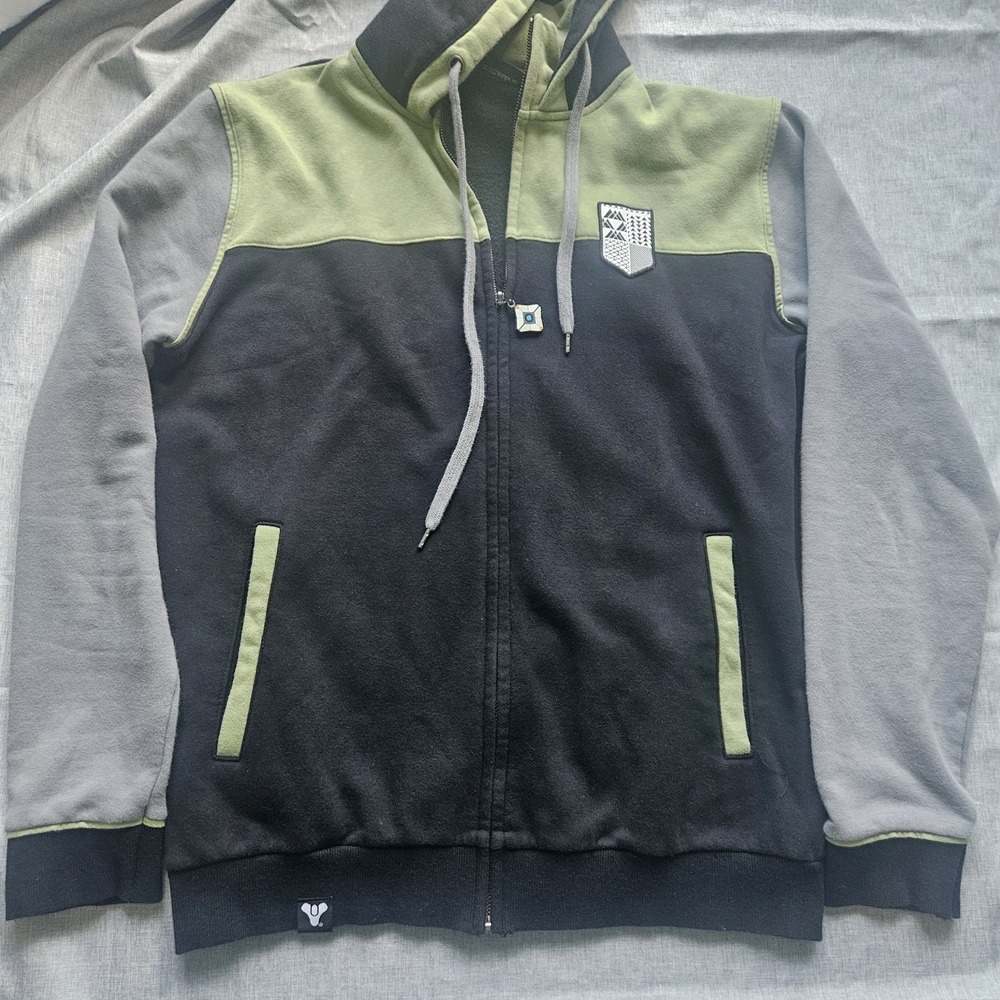 Bungie Destiny Sweatshirt Hoodie Full Zip Up Size Medium Green Black Grey